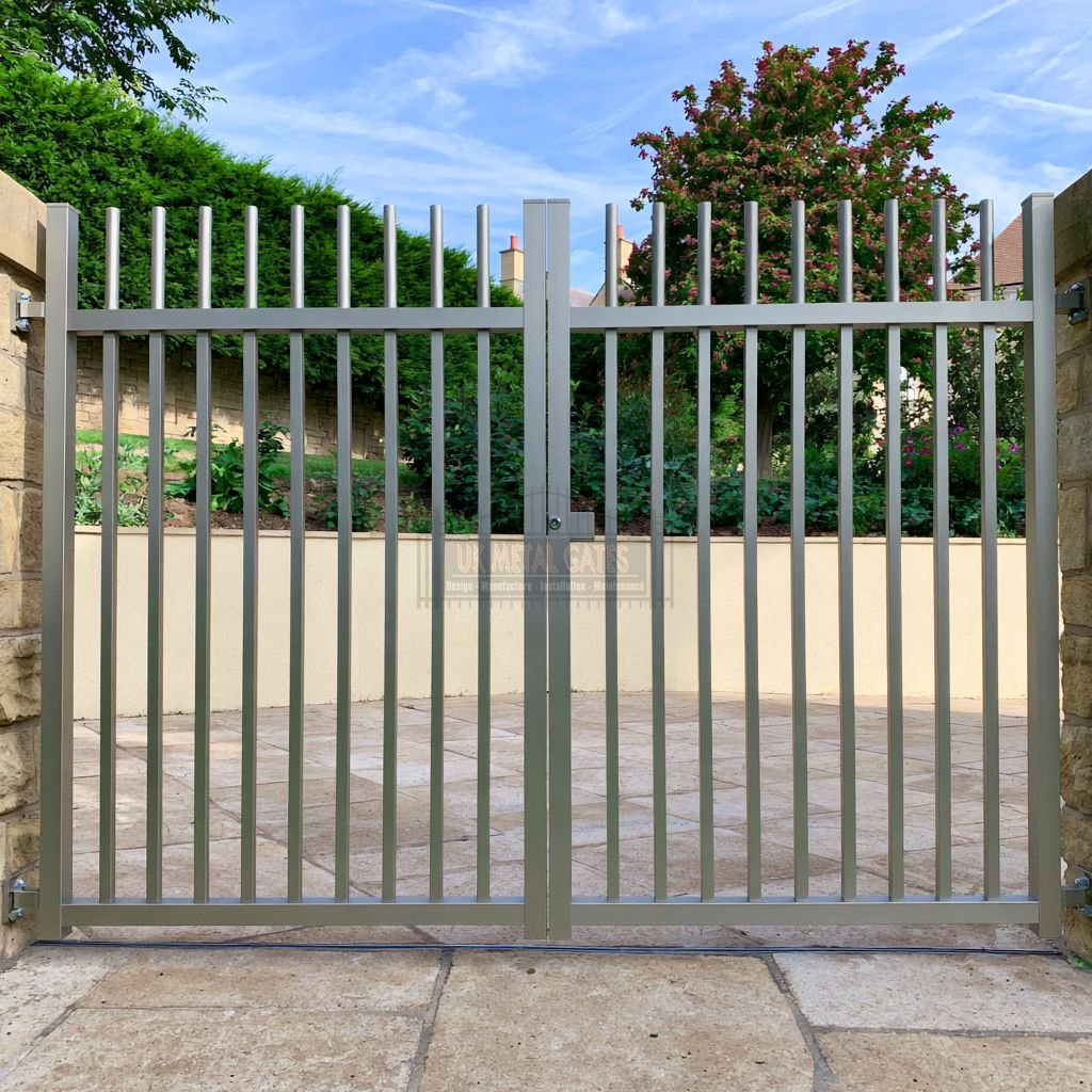 Aluminium Garden Gate – Slatted Vertical Bar, New-build estate front garden