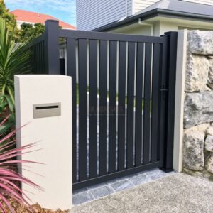 Aluminium Garden Gate – Solid Vertical Bar, 1930s semi-detached driveway