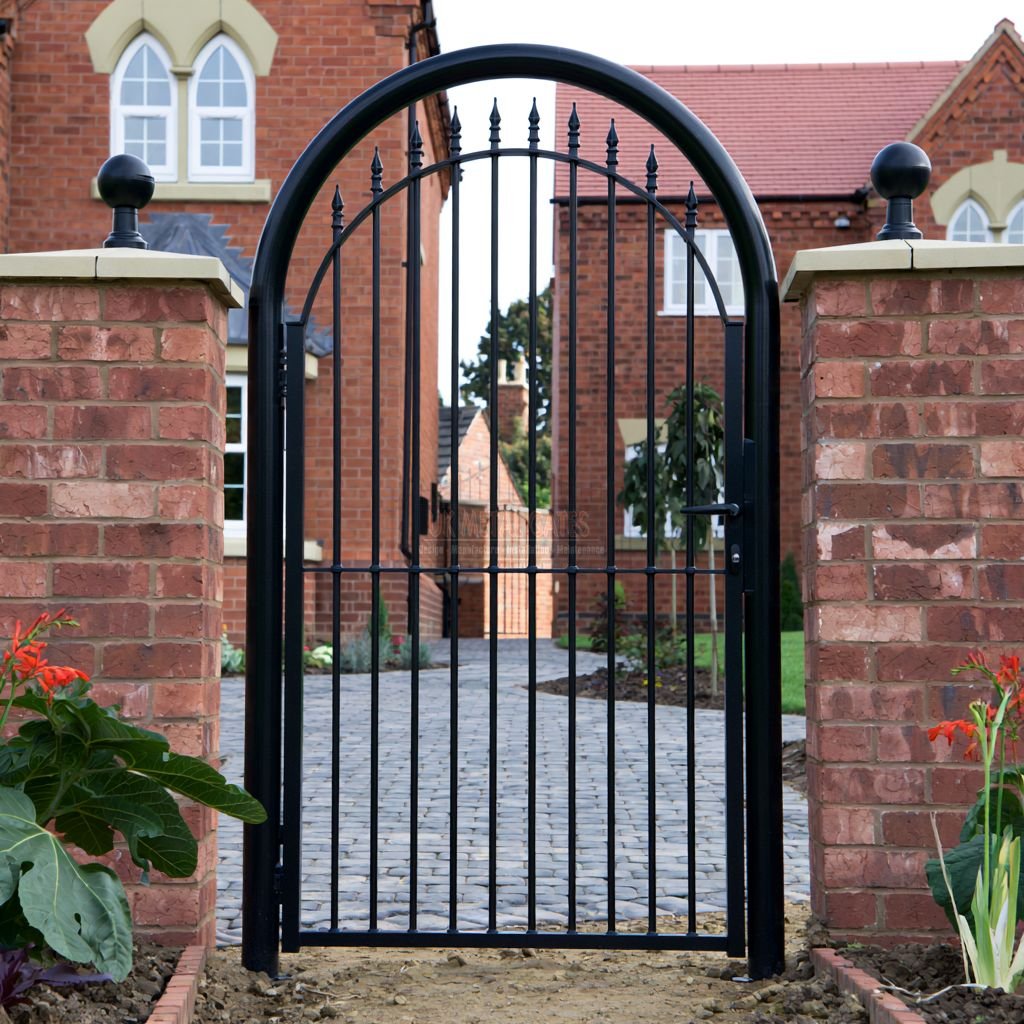 Aluminium Garden Gate – Arch-Top Vertical Bar, Retirement bungalow front garden