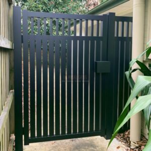 Aluminium Garden Gate – Slimline Vertical Bar, New-build family garden