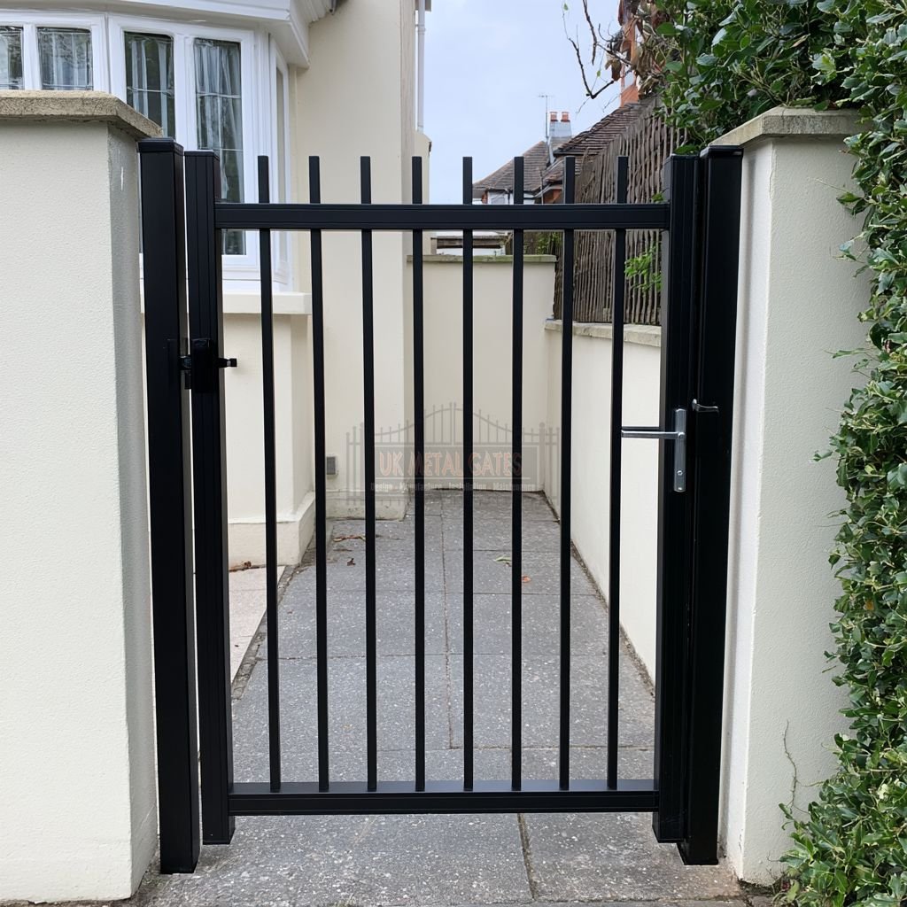Aluminium Garden Gate – Open Vertical Bar, Rural farmhouse garden