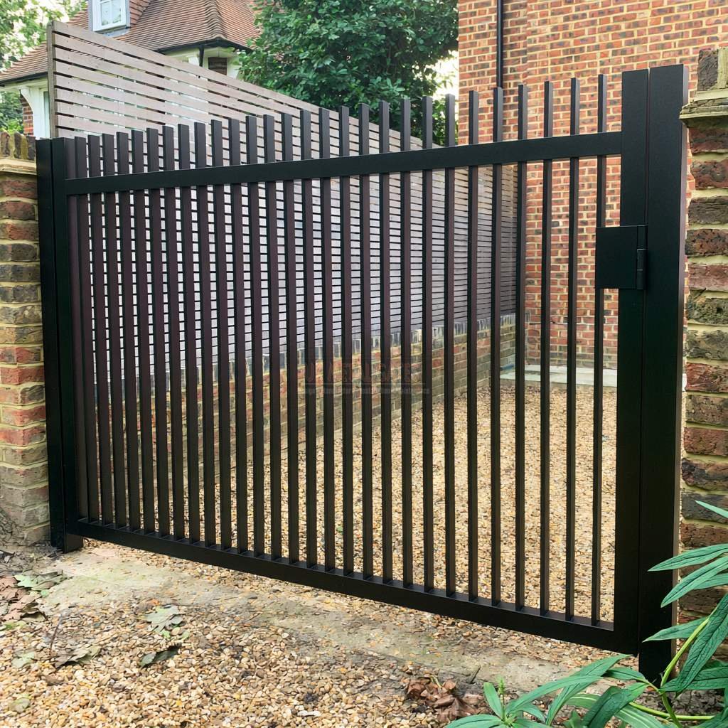 Aluminium Garden Gate – Vertical Bar (Driveway), Georgian townhouse forecourt