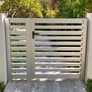 Aluminium Side Gate – Solid Horizontal Bar, Care home garden side entrance