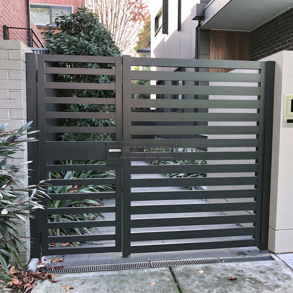 Aluminium Side Gate – Close-Set Horizontal Bar, Riverside property side gate