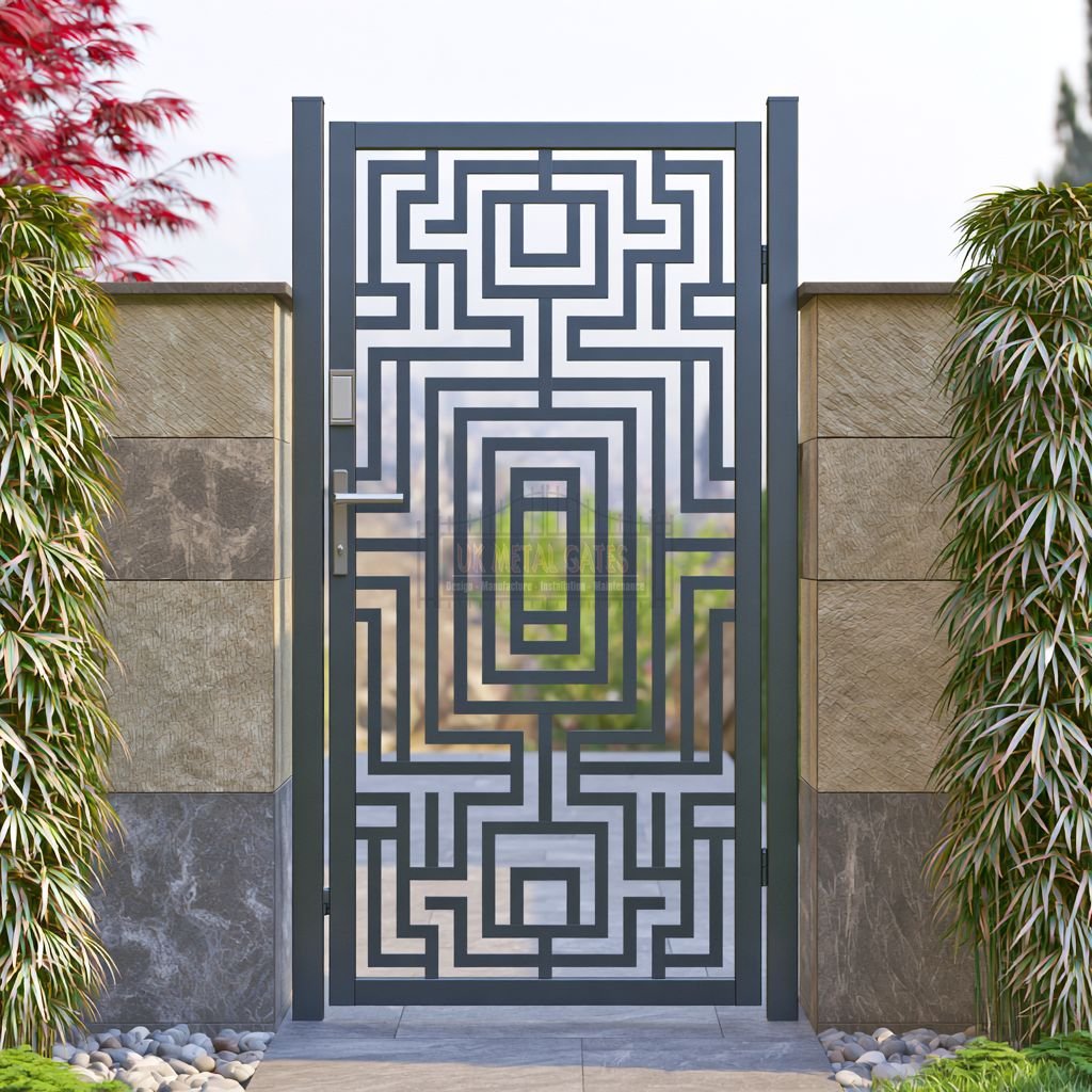 Aluminium Side Gate – Solid Panel, Mews house side access route