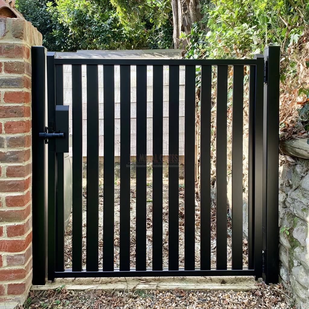 Aluminium Side Gate – Solid Vertical Bar, Pet owner's side garden boundary
