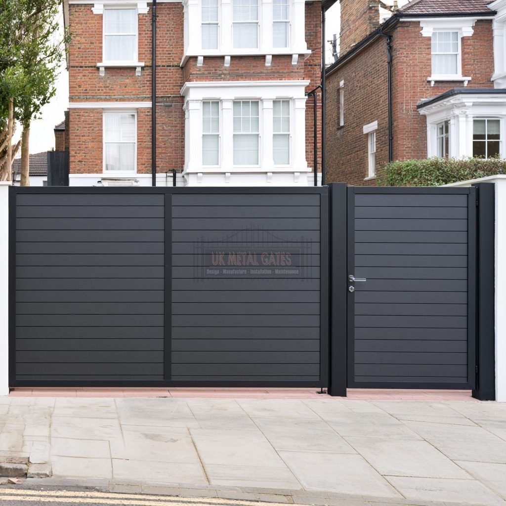 Anthracite Horizontal Slat 3/4 Split Composite Driveway Gates