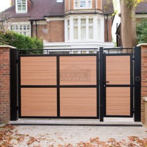 Oak Framed Panel 3/4 Split Composite Driveway Gates