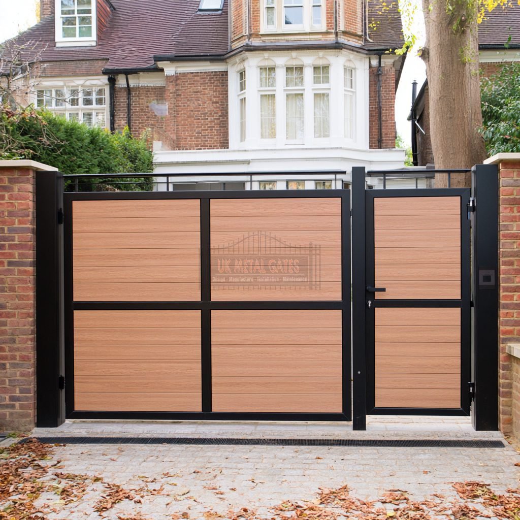 Oak Framed Panel 3/4 Split Composite Driveway Gates