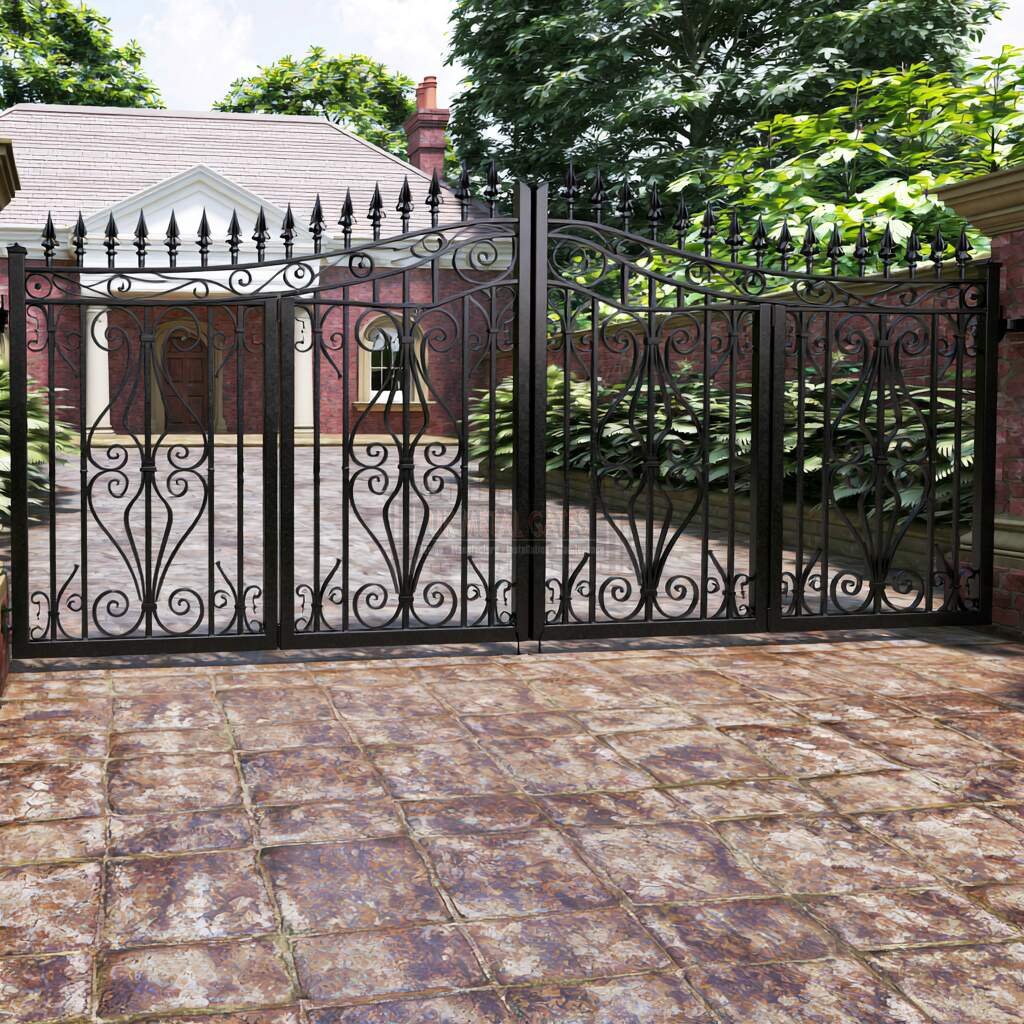 Ornate Bi-Fold Gate (6-Leaf) – Equestrian Estate