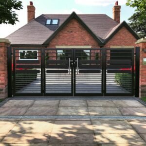 Slatted Bi-Fold Gate (6-Leaf) – Waterside Contemporary Home