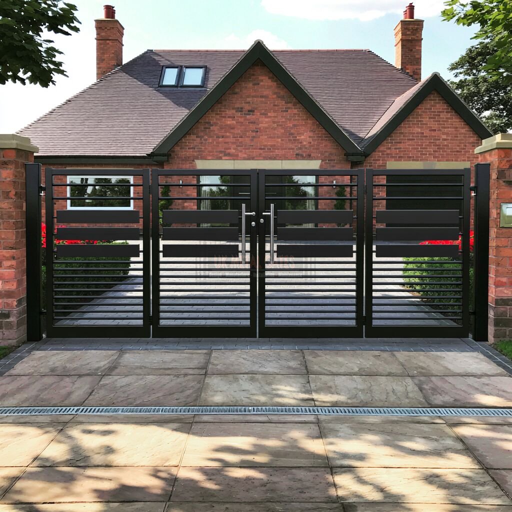 Slatted Bi-Fold Gate (6-Leaf) – Waterside Contemporary Home