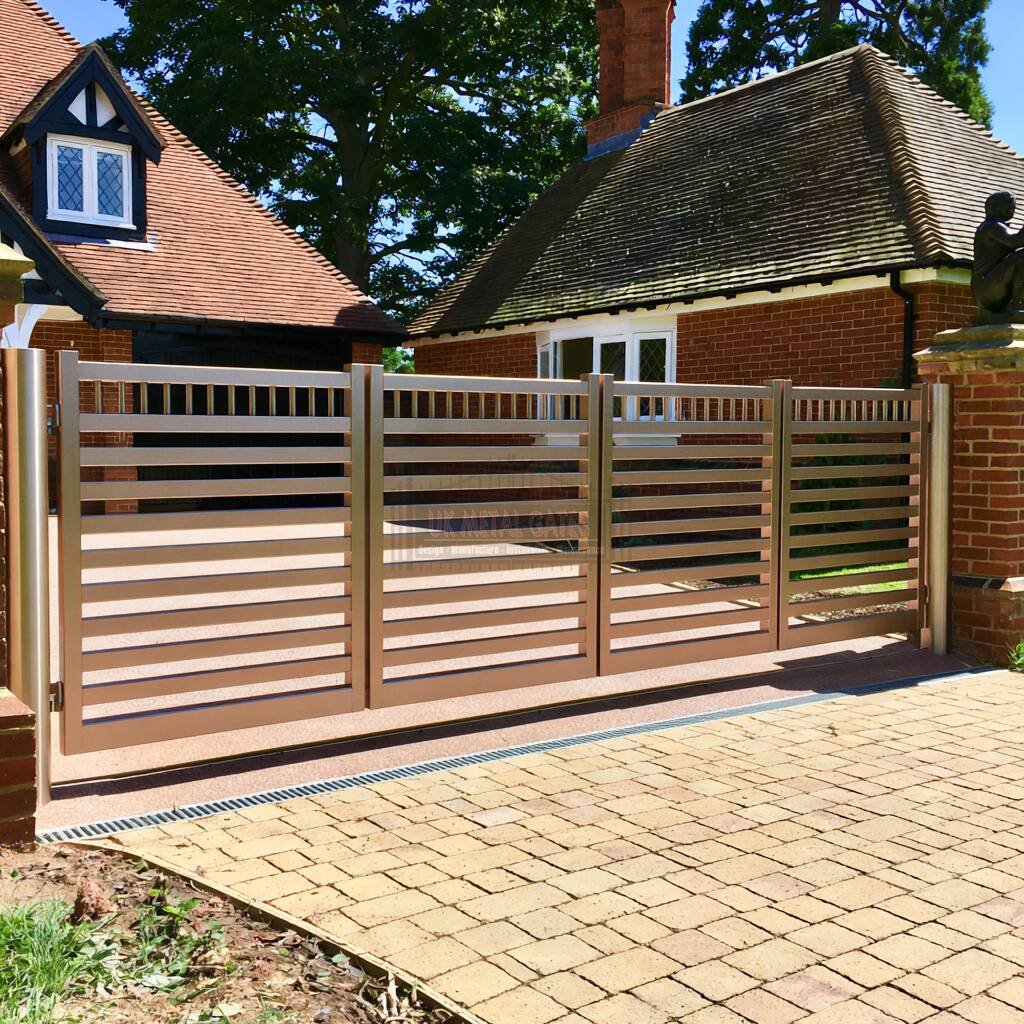 Slatted Bi-Fold Gate (6-Leaf) – Minimalist New Development