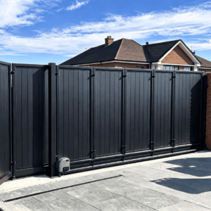 Composite corner sliding gate