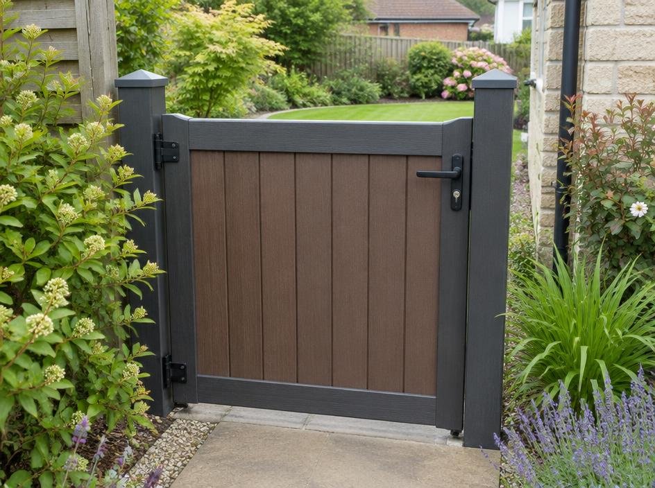 Composite gate at a garden entrance