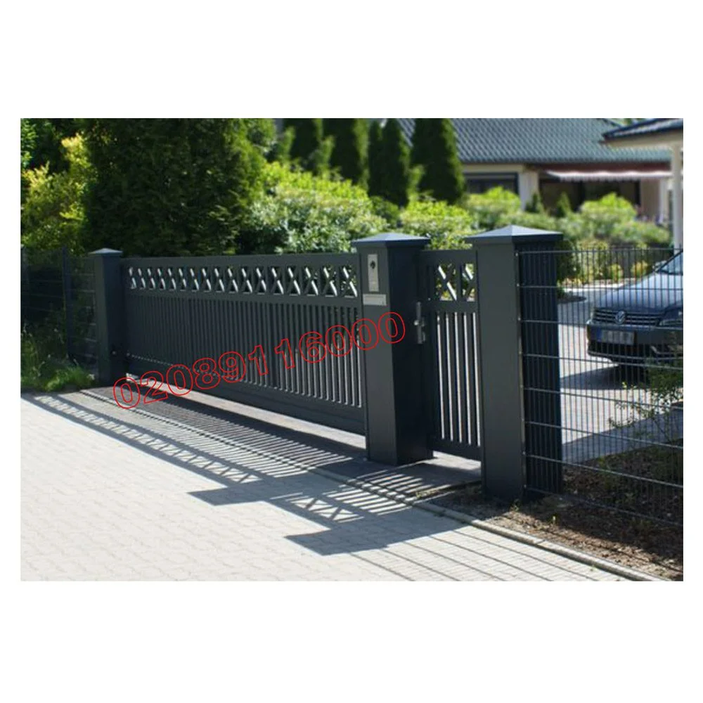 Metal driveway gate pair swing wrought iron style black powder coated